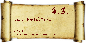 Haas Boglárka névjegykártya